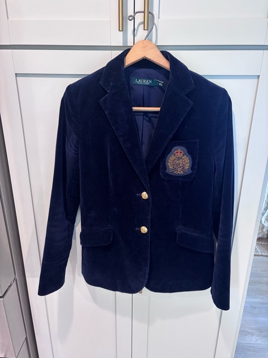 Ralph Lauren Jackets & Blazers - Ralph Lauren Navy Corduroy Blazer with Embroidered Crest